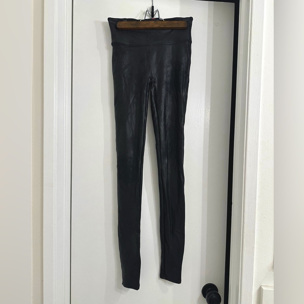 Spanx Faux Black Leather Leggings - Small